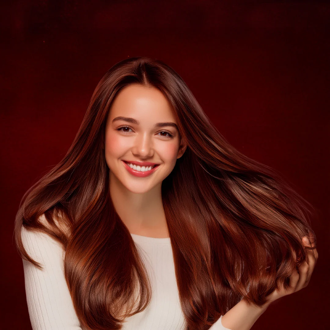 woman with long shiny hair showing hair growth shilajit benefits